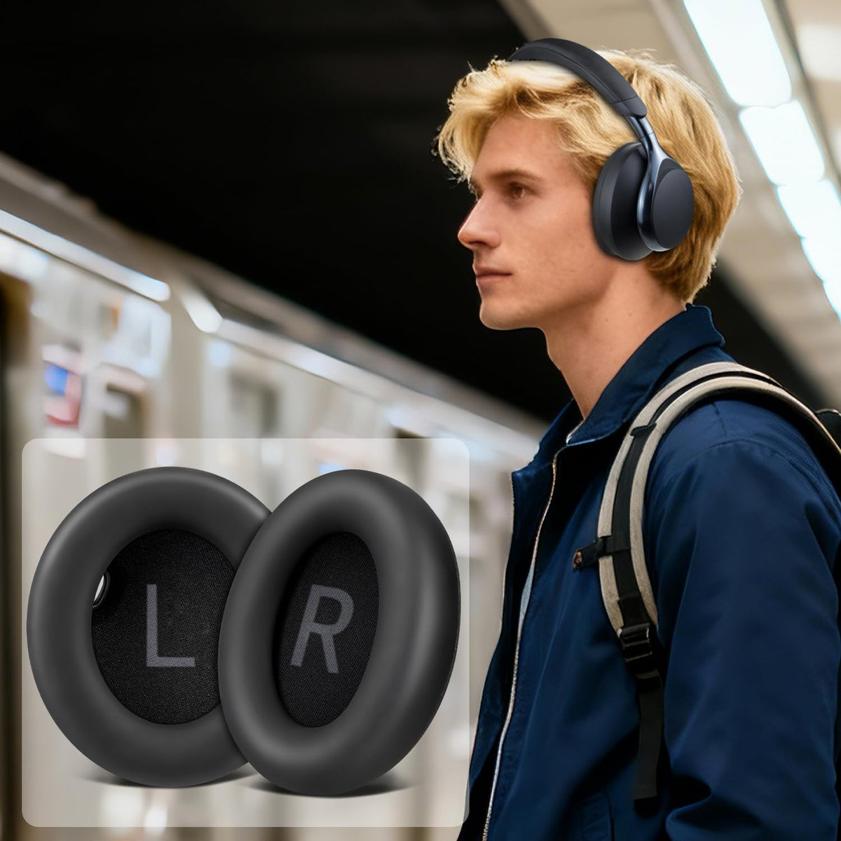 SOULWIT retail packaging flat-lay showing two replacement earpads ready to install