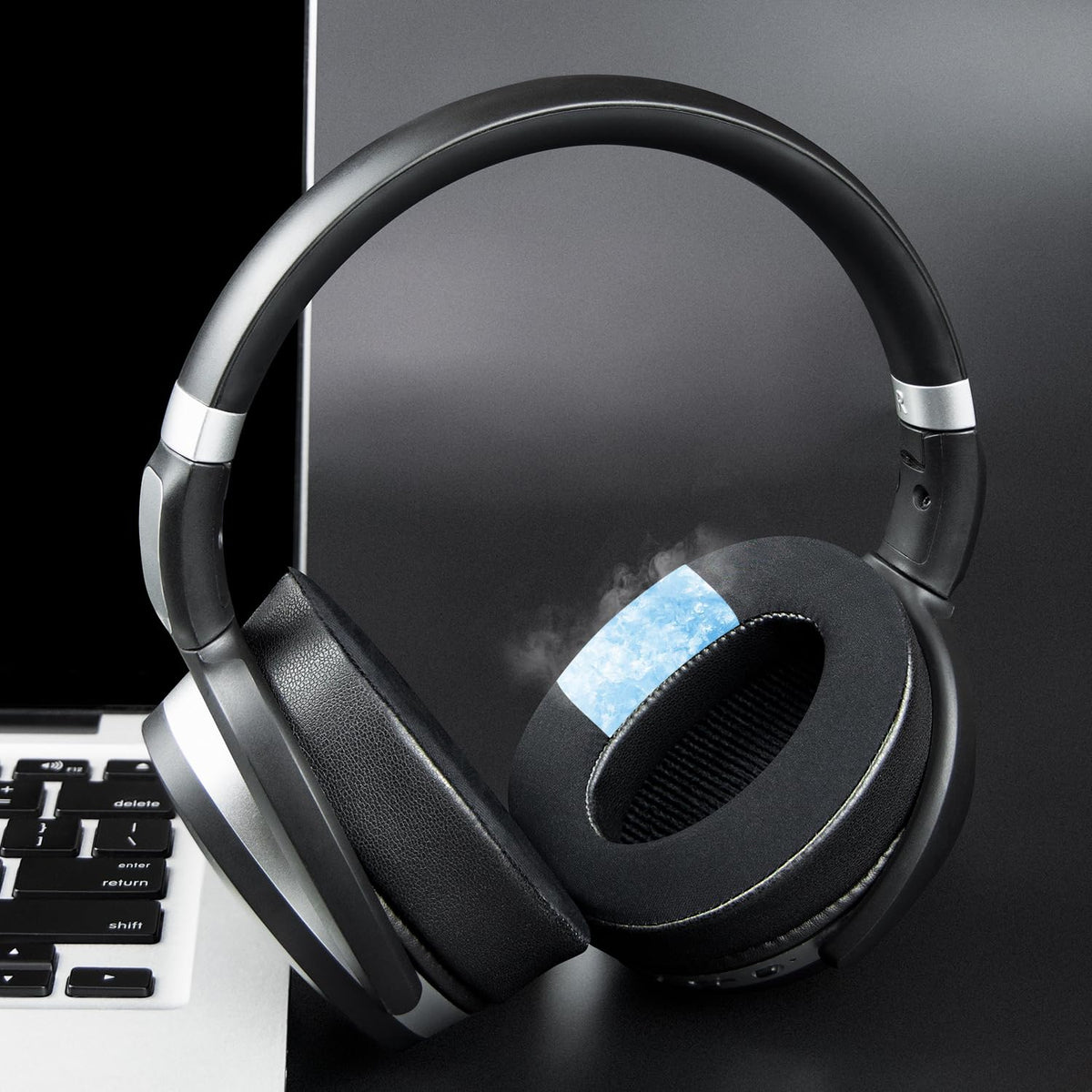 SOULWIT lifestyle image of a user wearing headphones in a cafe to show comfort during long sessions
