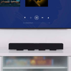 Sound Addicted pads installed on TV stand reduce rattles during playback