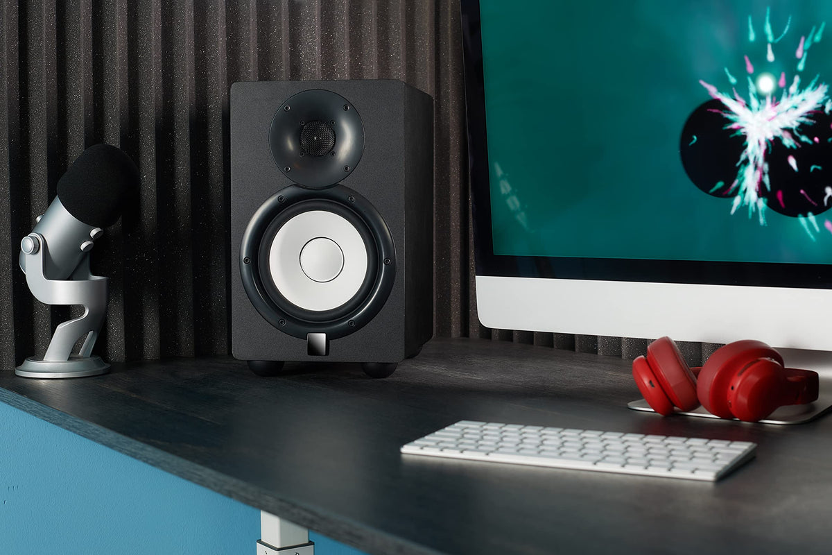 Sound Addicted Subble on a studio desk with monitors showing clearer nearfield sound