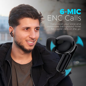 Smart optical wear detection pauses playback when you remove an earbud.