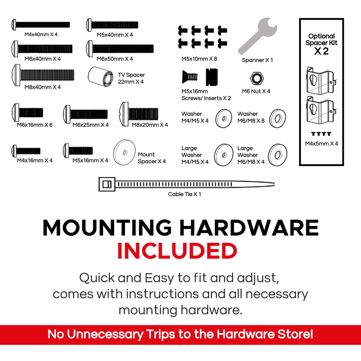 Sound Bass Arc Mount hardware kit included enables quick setup.
