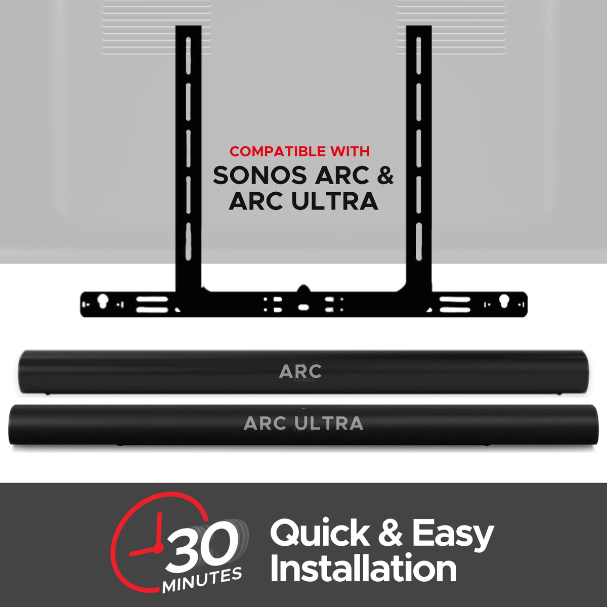 Sound Bass Arc Mount side profile highlights slim footprint for discreet wall installation.