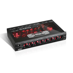 Sound Storm Laboratories S4EQ front panel view showing controls and illumination for easy tuning