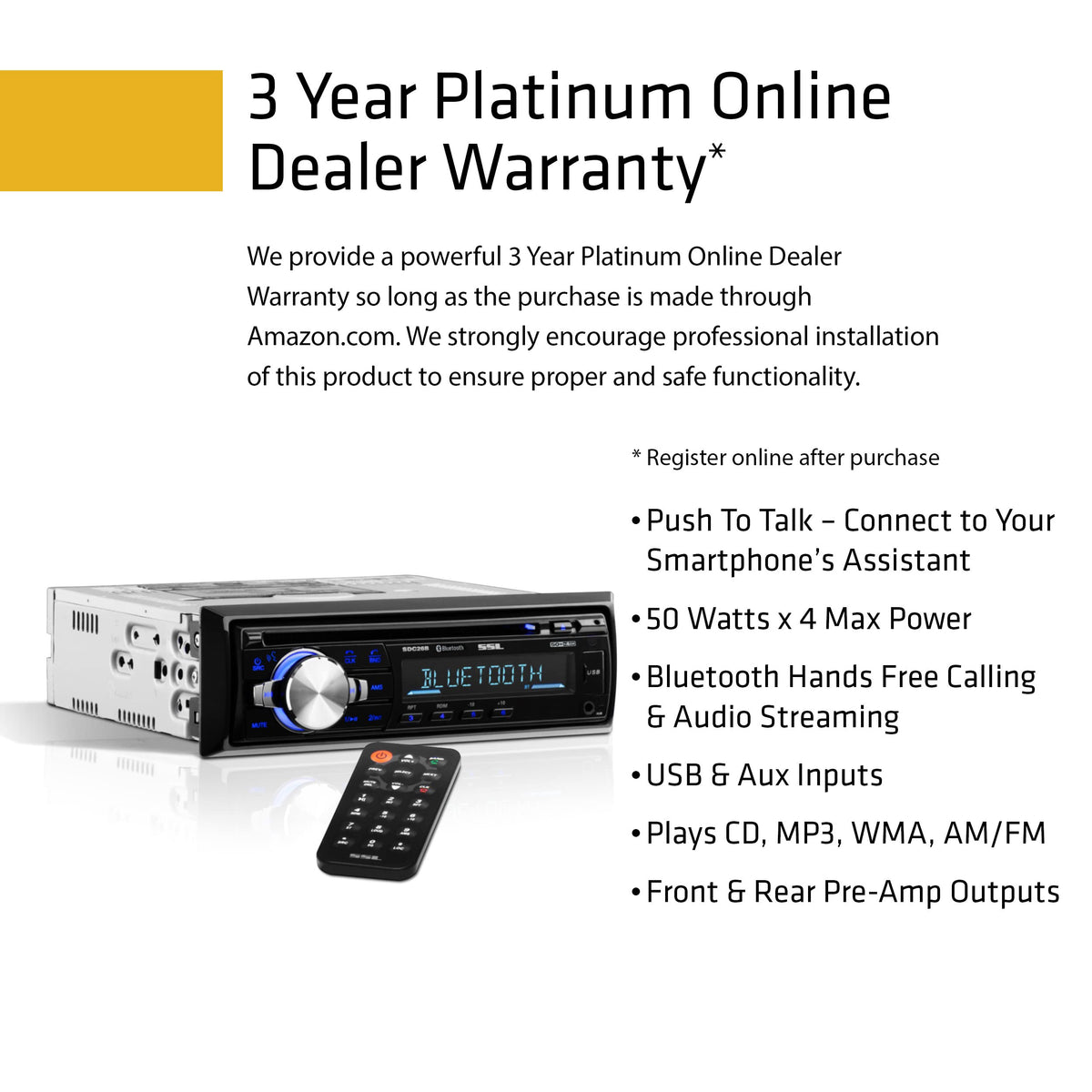 Sound Storm SDC26B USB port and AUX input for flexible music sources