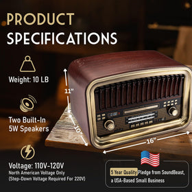 SoundBeast wired power cord with universal voltage for versatile setup