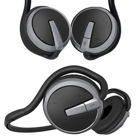 Soundbot SB221 front view showing sleek black design and secure fit benefit