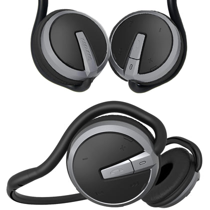 Soundbot SB221 front view showing sleek black design and secure fit benefit