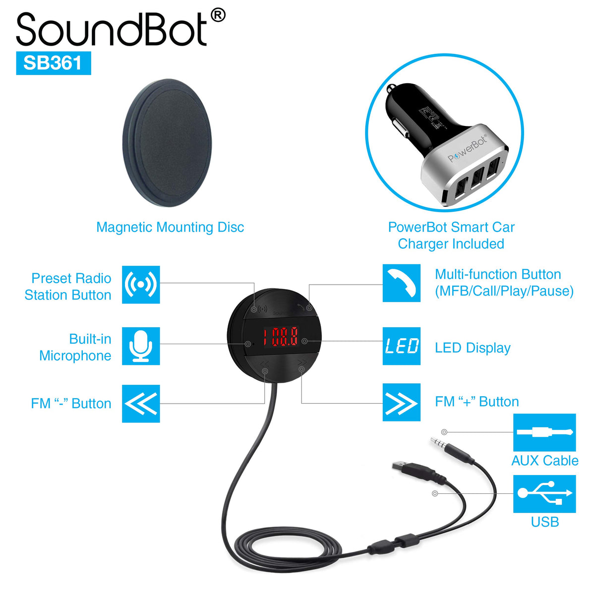 SoundBot SB361 wearable clip with built-in mic improves call clarity