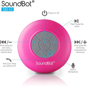 SoundBot SB510 compact pink design ideal for travel and outdoors