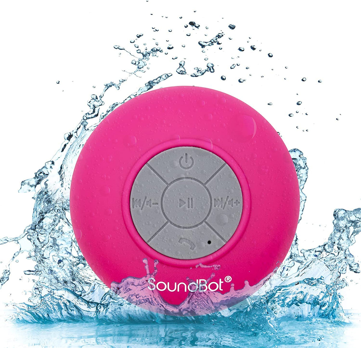 SoundBot SB510 pink shower speaker with suction cup for hands free use