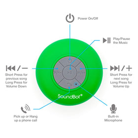 Soundbot SB510 suction cup attachment keeps music steady in showers and outdoors