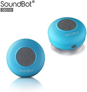 Soundbot SB510 suction cup mount secured to tile for stable shower placement.