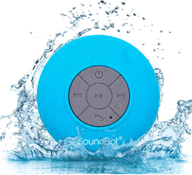 Soundbot SB510 blue finish suits outdoor adventures and bathroom use alike.