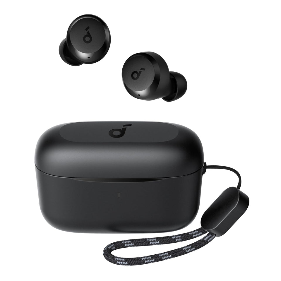 Soundcore A20i front packaging showing product benefits and compact design