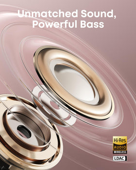 Soundcore AeroClip 12mm titanium-coated driver delivers punchy bass and hi-res audio.