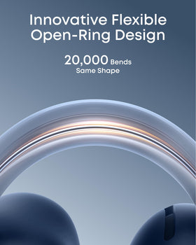 Soundcore AeroClip adaptive open-ring design endures 20,000 bends for durability.