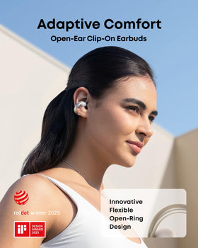 Soundcore AeroClip clip-on design offers secure fit during workouts.