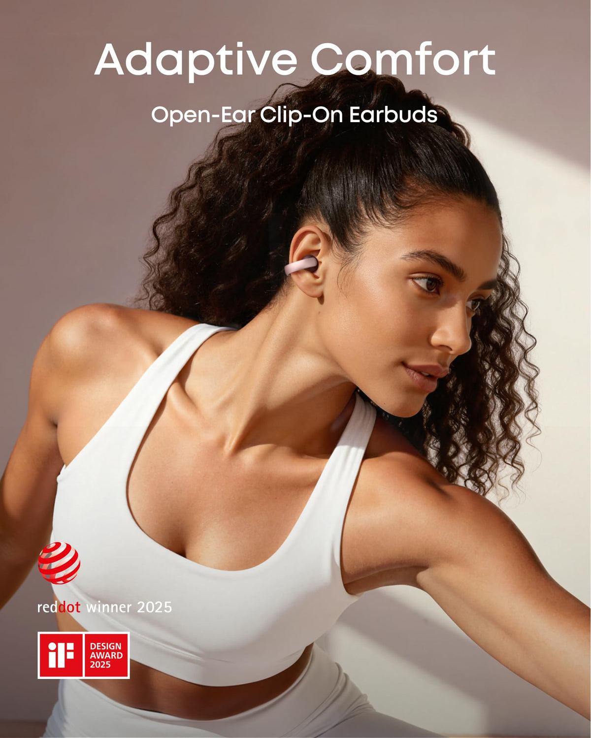 Soundcore AeroClip clip-on fit with flexible design for secure, long-lasting wear.