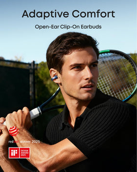 Soundcore AeroClip clip-on fit stays secure during workouts and workdays.