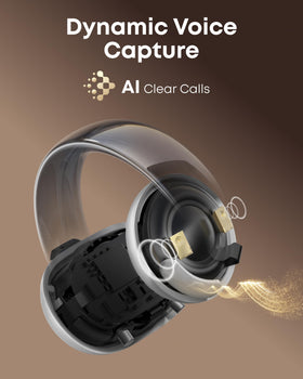 Soundcore AeroClip wind-block mesh improves call clarity in windy conditions.