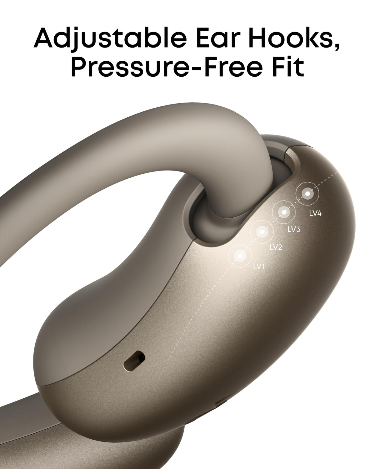 soundcore AeroFit 2 driver close‑up showing racetrack driver texture for rich bass