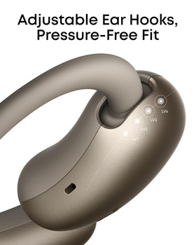 soundcore AeroFit 2 driver close‑up showing racetrack driver texture for rich bass