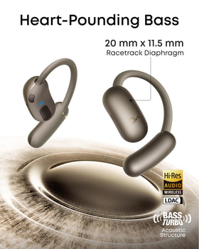 soundcore AeroFit 2 in ear scale comparison demonstrating non‑invasive open‑ear fit