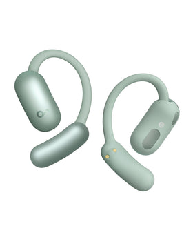 Soundcore AeroFit 2 open-ear design showing all-day comfort for work or travel.