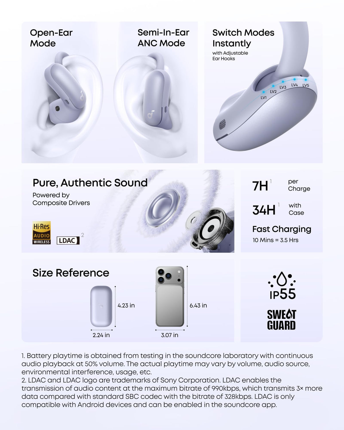 Soundcore AeroFit 2 Pro 4-mic AI Clear Calls for crisper conversations.