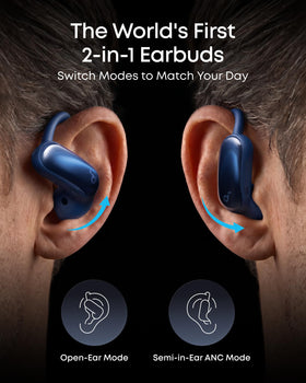 Soundcore AeroFit 2 Pro adjustable ear hooks provide secure fit.