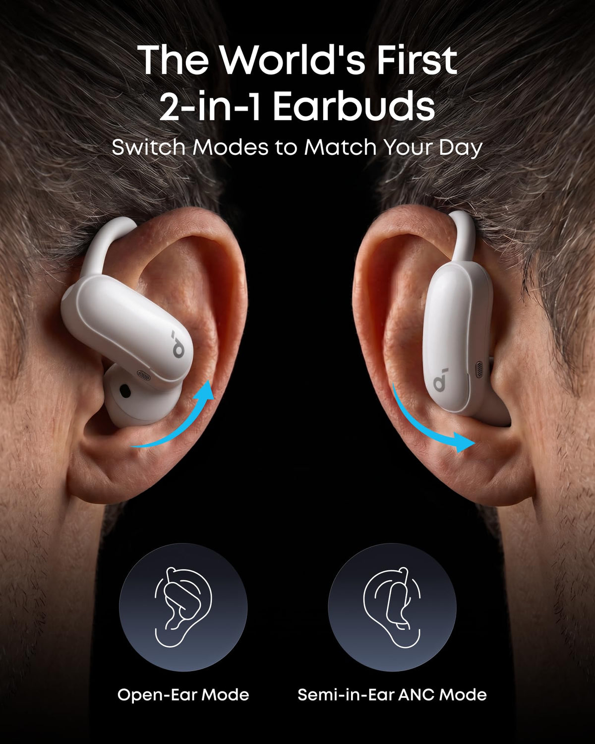 Soundcore AeroFit 2 Pro ANC mode for focused work in noisy environments.