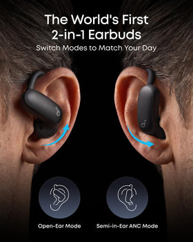 Soundcore AeroFit 2 Pro in ANC mode reducing surrounding noise for focused listening.