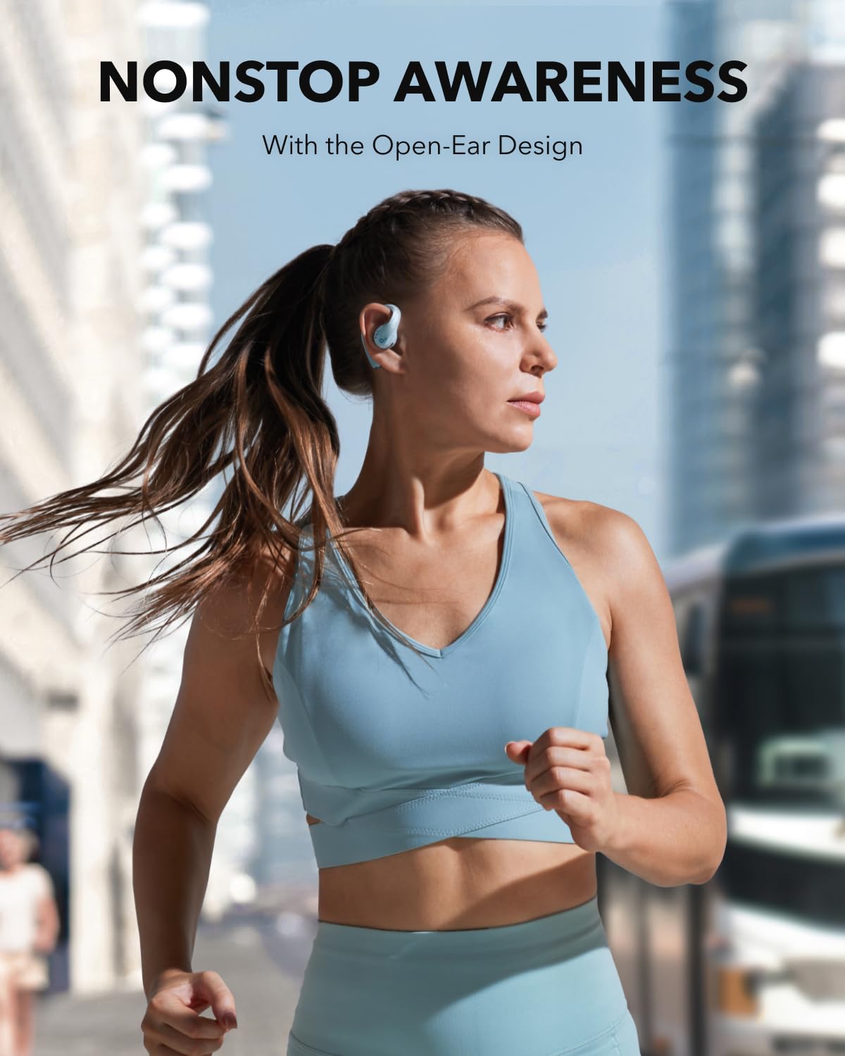 Soundcore AeroFit Pro Bluetooth 5.3 for stable wireless connections.