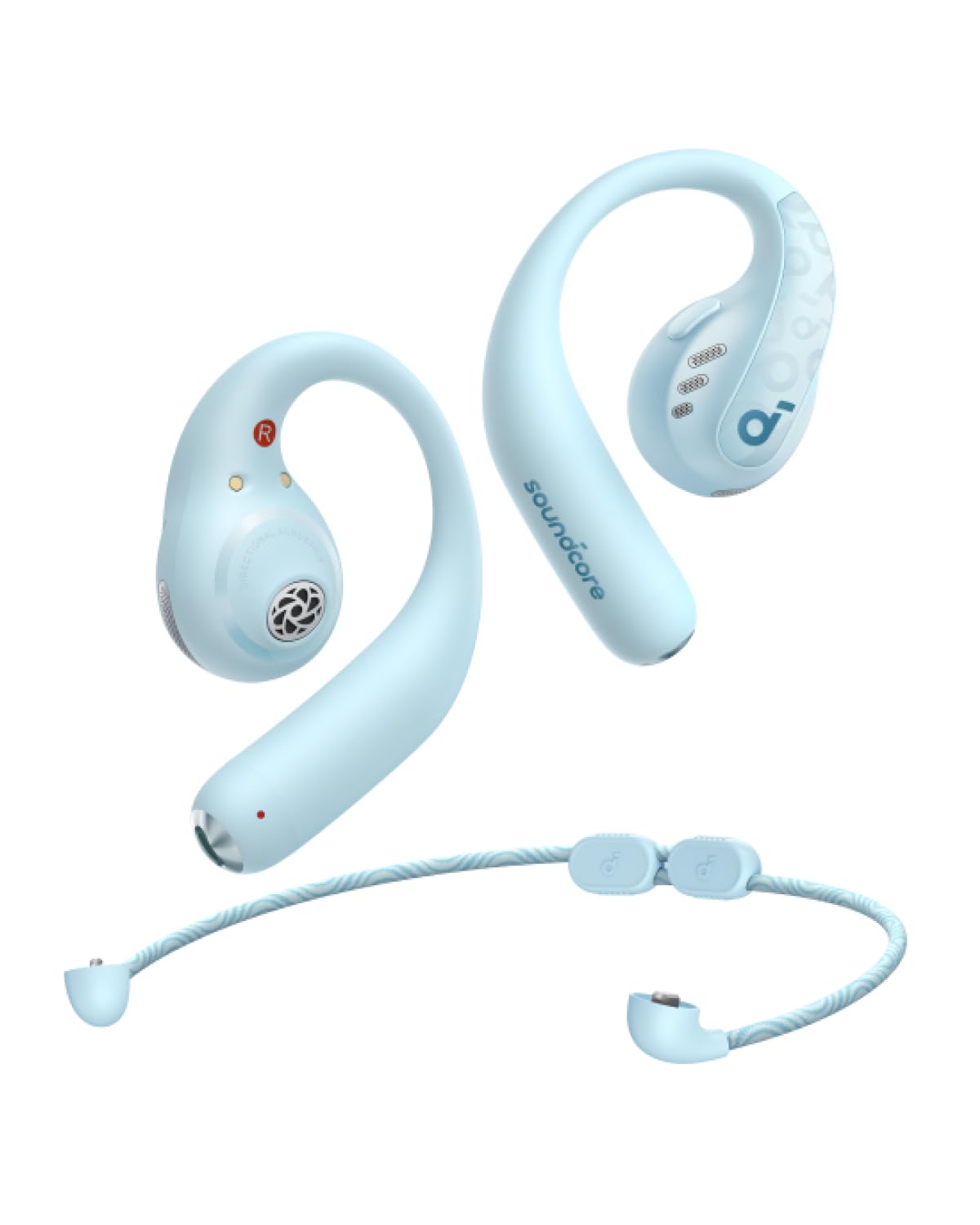 Soundcore AeroFit Pro open-ear conduction design for ambient awareness during workouts.