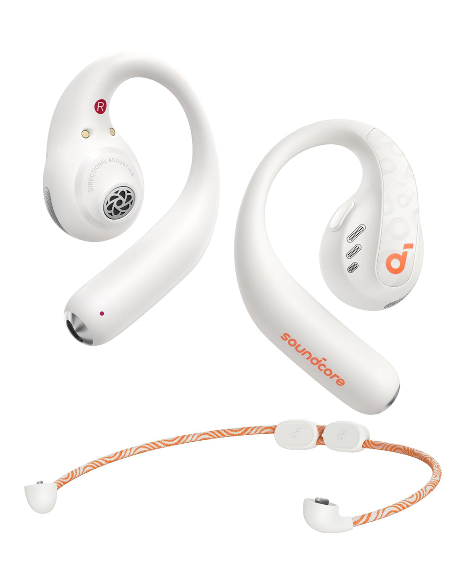 Soundcore AeroFit Pro open-ear design for breathable listening during workouts