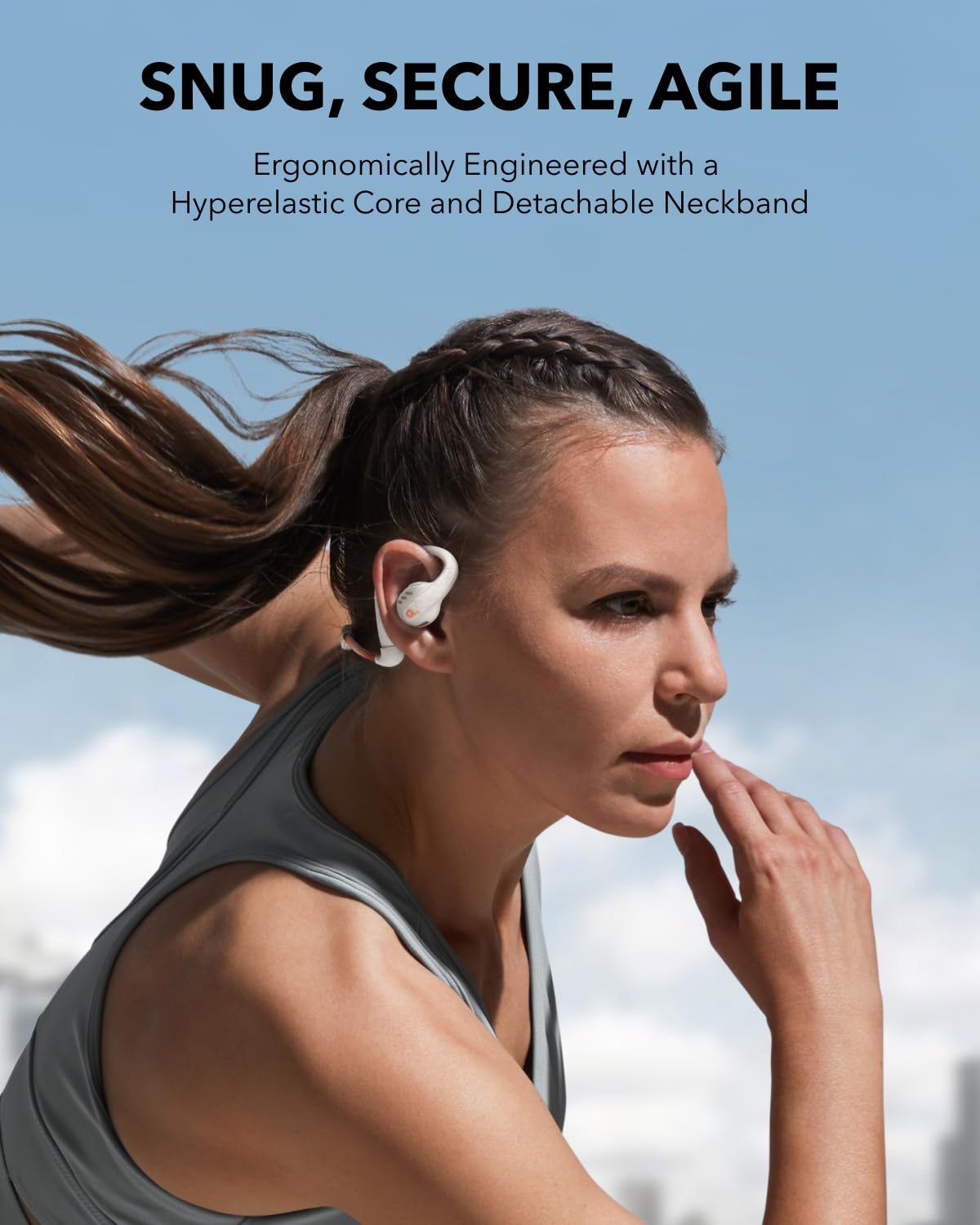 Soundcore AeroFit Pro 16.2mm titanium-coated diaphragm delivers robust bass and immersive spatial audio
