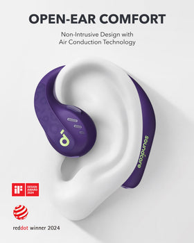 Soundcore AeroFit Pro titanium earhooks, secure, comfortable fit for active workouts.