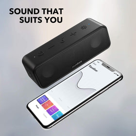 Soundcore app EQ screen on phone showing customizable audio settings