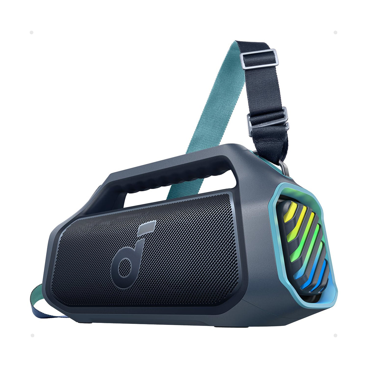Soundcore Boom 2 Plus front view for outdoor listening and party-ready vibes.