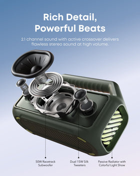 Soundcore Boom 2 RGB lights create mood for evening gatherings.