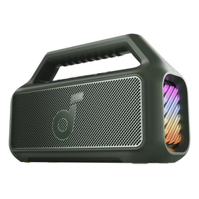 Soundcore Boom 2 subwoofer boosts bass for outdoor listening.