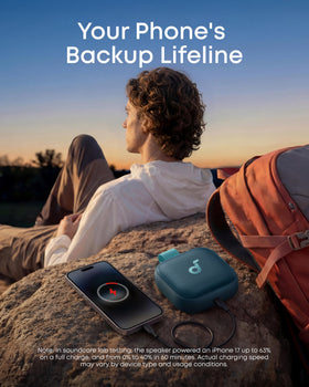 Soundcore Boom Go 3i emergency charging for maps and calls outdoors.