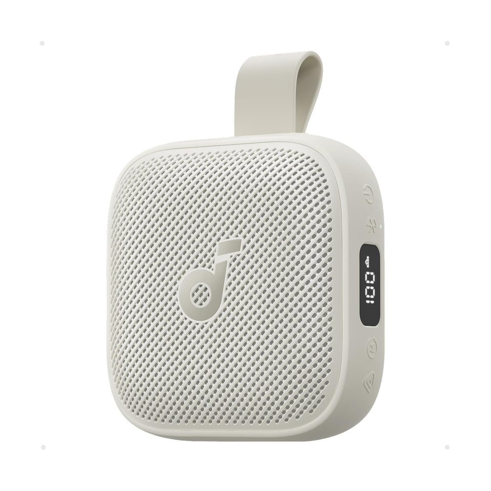 Soundcore Boom Go 3i front view, compact portable design for on-the-go listening.