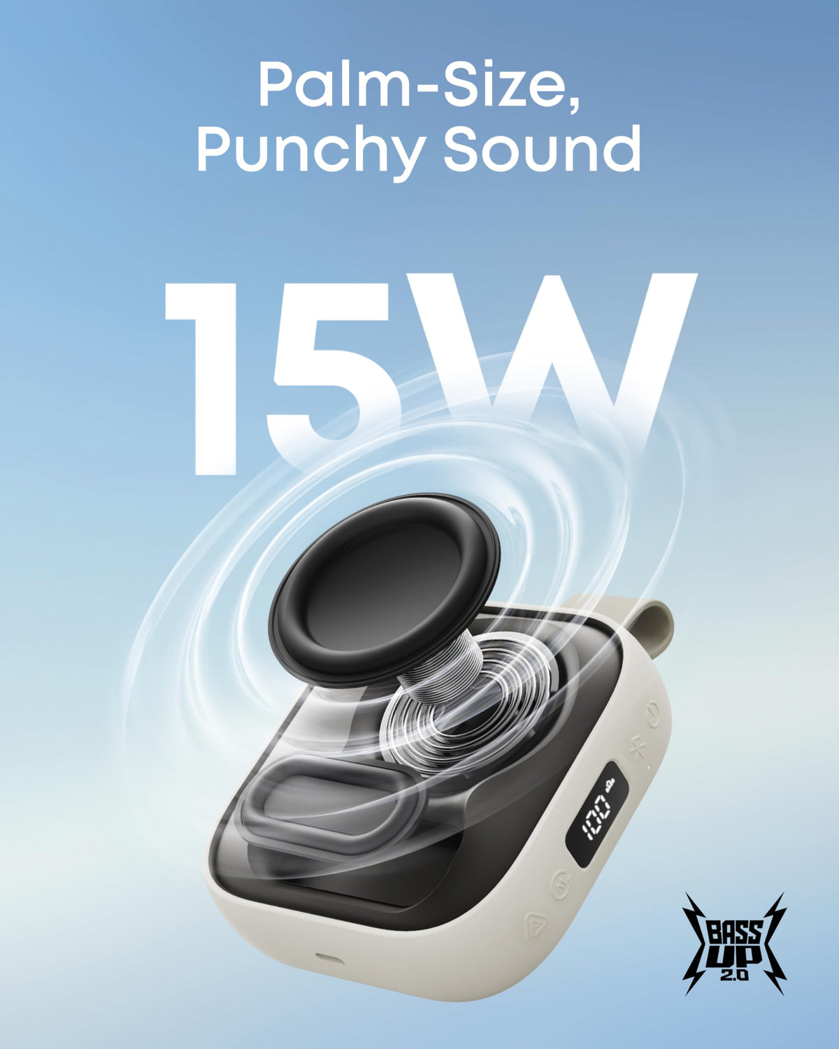 Soundcore Boom Go 3i side with strap, flexible outdoor carrying option.