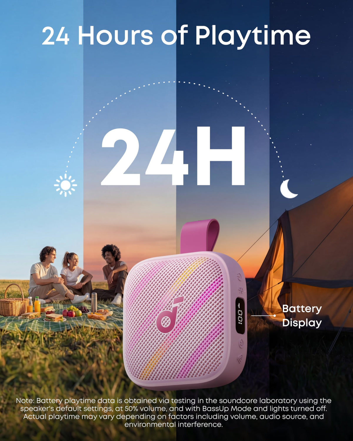 Soundcore Boom Go 3i two-in-one mount strap for versatile outdoor mounting.