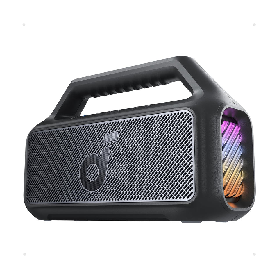 Soundcore Boom 2 outdoor speaker in sunlight, portable party-ready