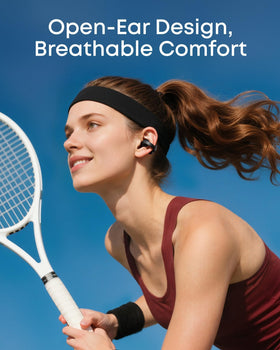 Soundcore C50i FlexiClip close-up highlighting memory titanium clip for secure fit