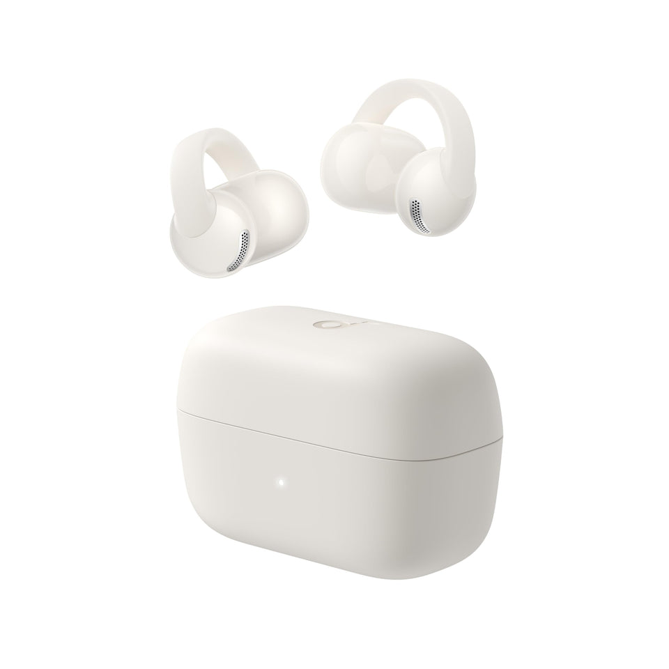 Soundcore C50i front view showing compact clip-on design and clear branding for confident fit