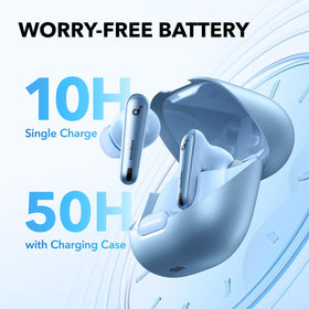 Soundcore Liberty 4 NC on wireless charging pad for easy daily charging.
